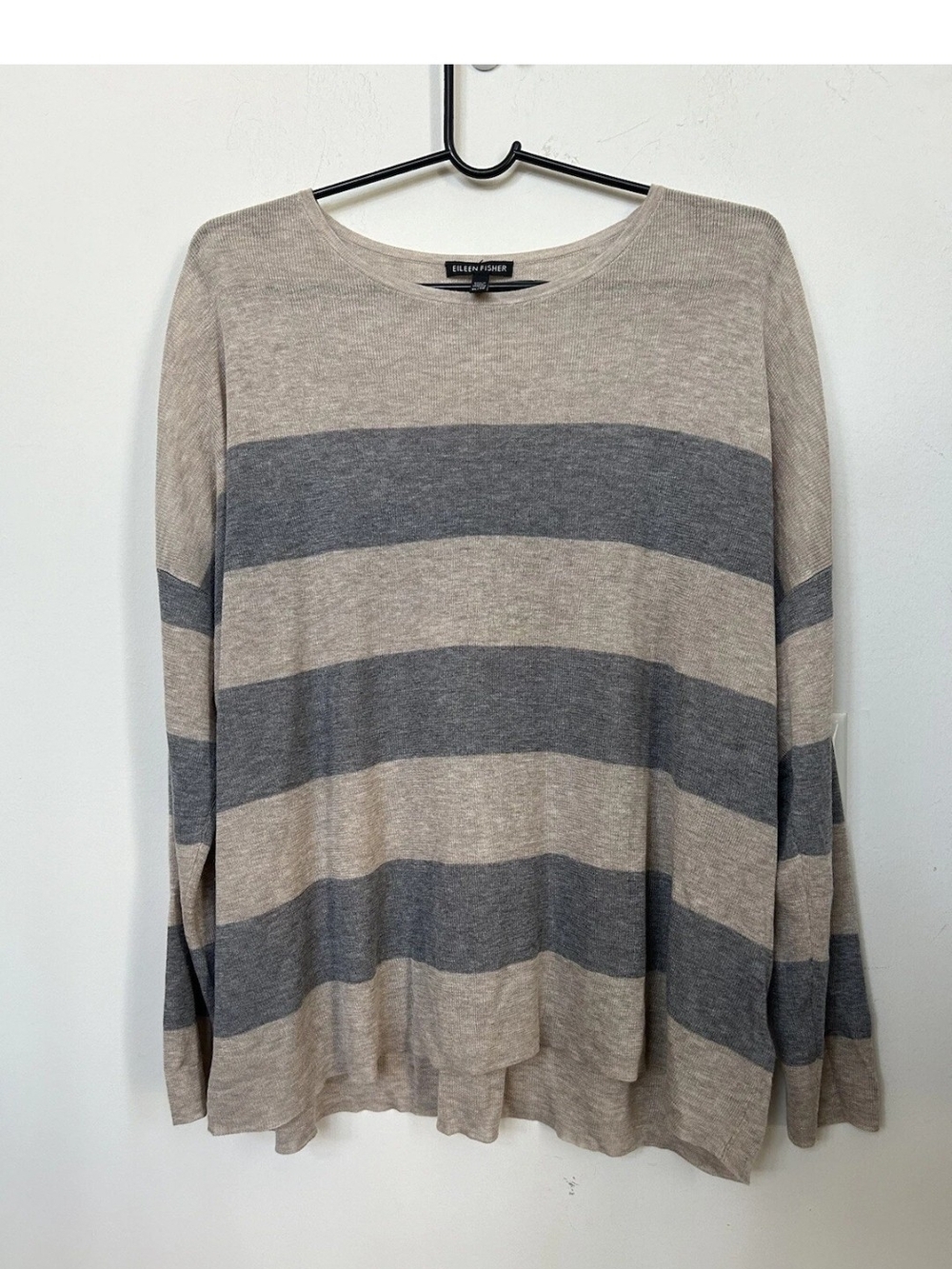 Eileen Fisher Striped Linen-Cotton Sweater - Beige & Gray